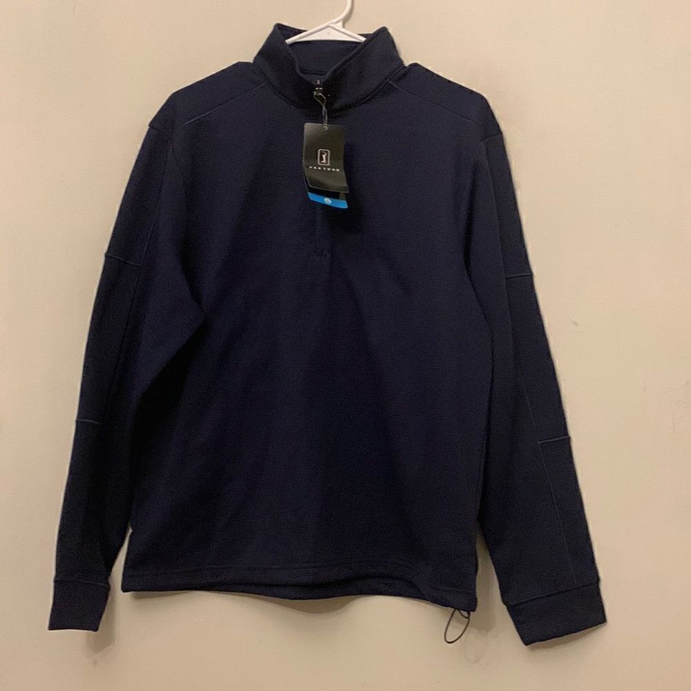PGA Tour quarter zip navy pullover Size S NWT